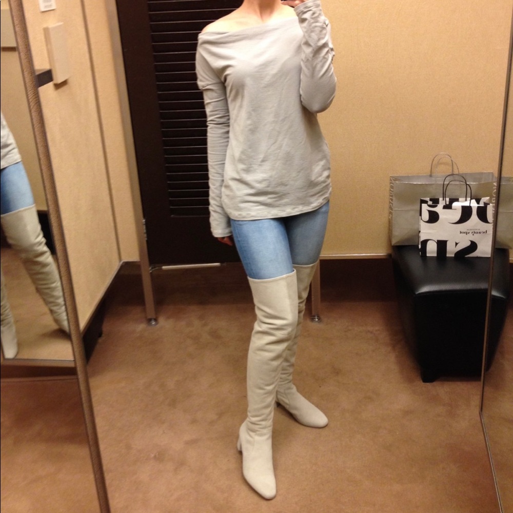 Light Grey Thigh-High Boots